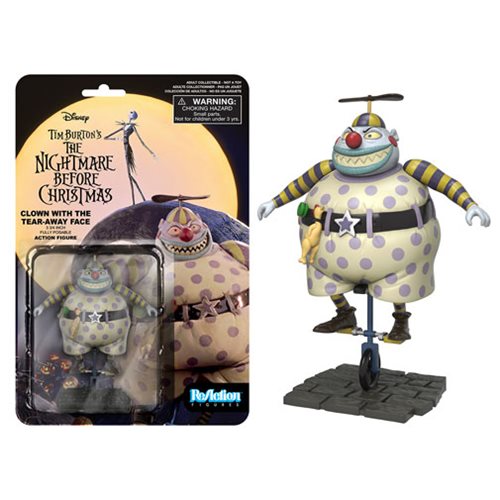 The Nightmare Before Christmas Clown Tear Away Face ReAction 3 3/4-Inch Retro Action Figure